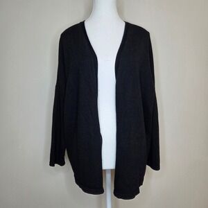 Basler‎ Black Wool Silk Blend Open Front Cardigan Sweater GB 20 US 16